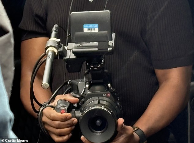 The filmmaker's camera has a blue sticker that clearly reads Poulard Films. He did not respond for comment from DailyMail.com