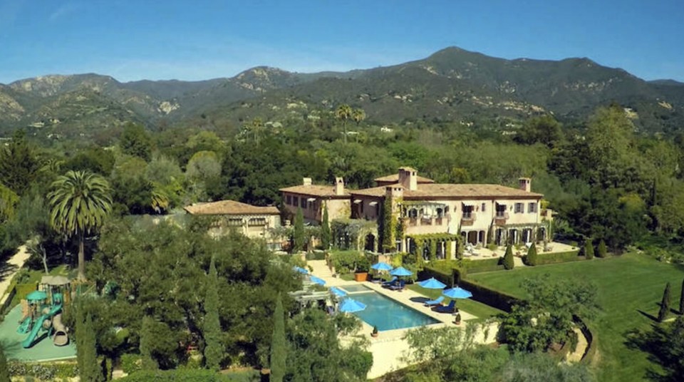 Aerial view of Prince Harry and Meghan Markle's Montecito mansion.