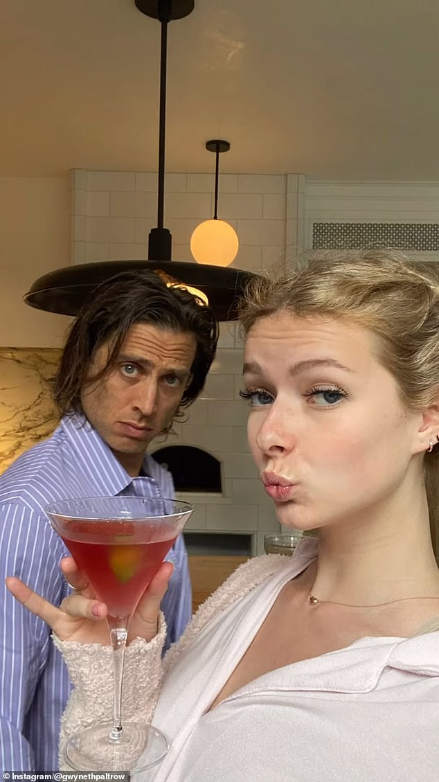 And her stepfather is AHS producer Brad Falchuk; here she is seen with a martini