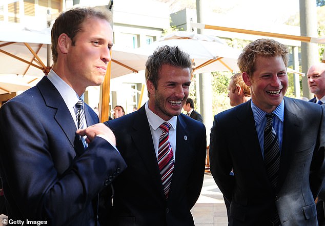 The former Spice Girl denied the claim and left David reportedly feeling 'absolutely bloody furious' (David pictured with Prince William and Prince Harry in 2010)