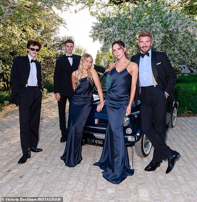 Brooklyn and Nicola were absent from all of David's parties including a family bash at their Cotswolds mansion (pictured on the night)