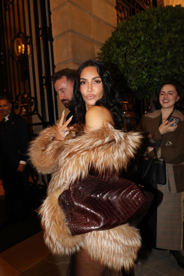 Kim Kardashian leaving a Paris restaurant.