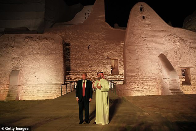 President Donald Trump (left) was treated to a tour of Diriyah, a giga-project built adjacent to the At-Turaif, a UNESCO World Heritage by Saudi Crown Prince Mohammed bin Salman (right) as part of a state dinner with Saudi Arabia