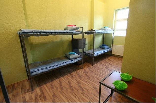 Pictured: Bunk beds in the facility