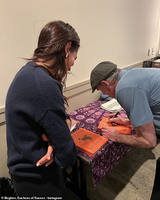 Meghan also thanked the legendary musician after he appeared to gift her with some signed copies of his pop-up book, 'Sweet Baby James'