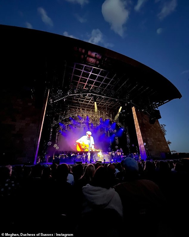 A fourth image showed Taylor performing onstage during the show at the Santa Barbara Bowl