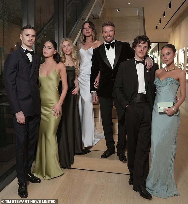 (L-R) Romeo, Kim, Harper, Victoria, David, Cruz and Jackie pictured together at his birthday party in Miami