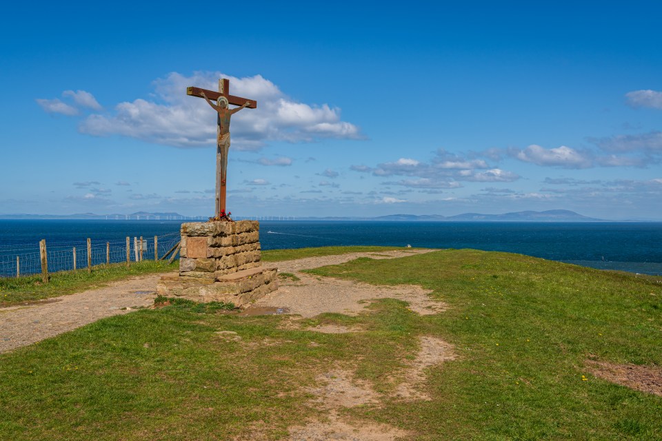 Cross on a hill overlooking the Irish Sea.