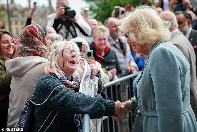 Queen Camilla met a well-wisher outside Bradford Live, during her visit to celebrate the city's year as UK City of Culture