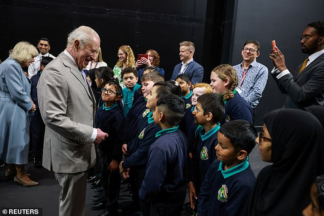 Charles beamed as he greeted and spoke to the young performers after their rehearsal