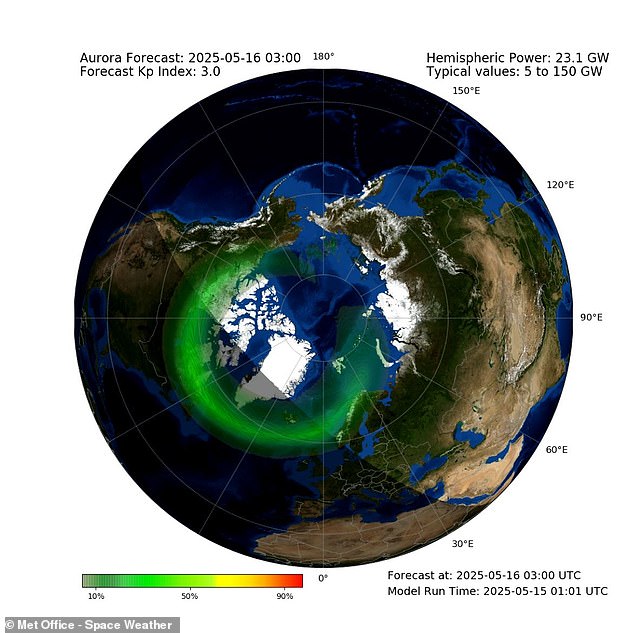The Met Office predicts that the arrival of the solar eruption could create a chance to see the Northern Lights over Scotland