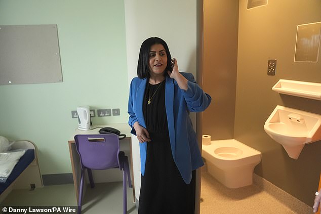 Justice Secretary Shabana Mahmood inspects the new HMP Millsike, near York, in March