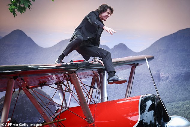 The actor leapt up onto the top of the prop with no hesitation