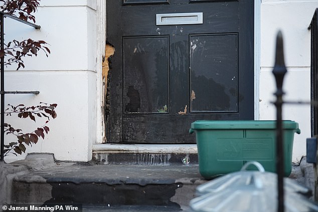 Fire damage to a property formerly owned by the Prime Minister in Islington, north London,