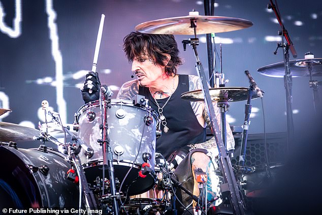 Lee performed on the drums at Marvel Stadium on November 14, 2023 in Melbourne, Australia