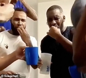 The clip appears to show inmates downing shots at a party at HMP Five Wells