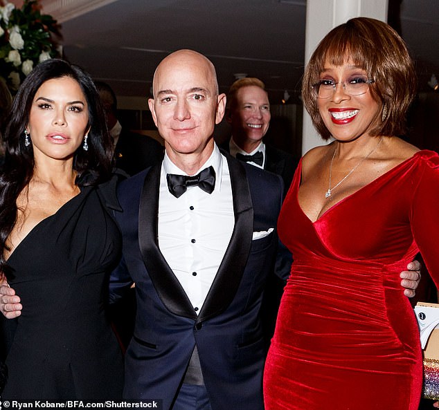 The duo were part of the historic all-female crew that flew on a Blue Origin rocket to space and back - alongside a number of other high-profile figures (pictured with Jeff Bezos)