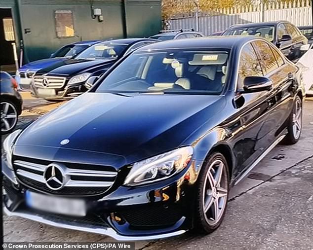 On 6 April 2020 Saunderson was sent a message saying 'car her (sic) for ya bird 12 quid or work' - referring to the £12,000 Mercedes pictured above