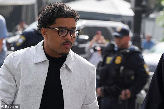 Justin Dior Combs arrives at Federal court for the Sean "Diddy" Combs' sex trafficking and racketeering conspiracy trial at U.S. court in Manhattan, in New York City, U.S., May 16, 2025. REUTERS/David 'Dee' Delgado