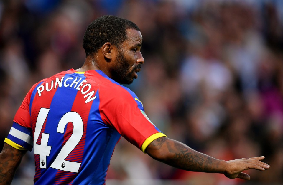 Jason Puncheon of Crystal Palace reacting during a soccer match.