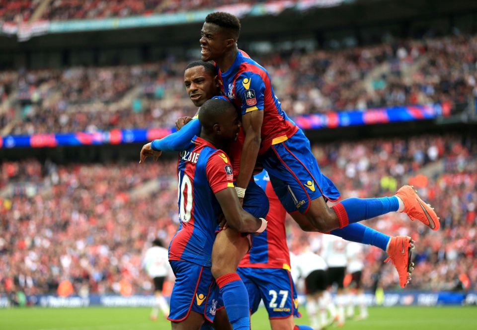 Crystal Palace players celebrating a goal.