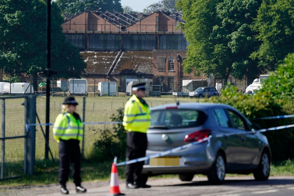Damaged buildings following a fire at Bicester Motion, the site of a former RAF base which is home to more than 50 specialist businesses focused on classic car restoration and engineering in Oxfordshire, where a large fire broke out on Thursday, with witnesses reporting loud explosions and thick black smoke billowing from the site. Picture date: Friday May 16, 2025. PA Photo. See PA story FIRE Bicester. Photo credit should read: Andrew Matthews/PA Wire