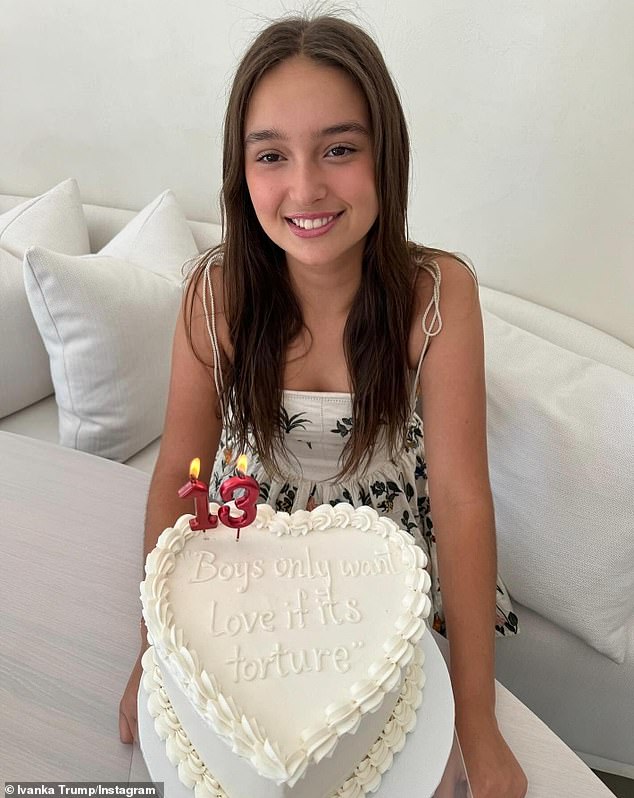 In October, Arabella entered her teen years with a heart-shaped birthday cake emblazoned with the Taylor Swift Blank Space lyric, 'Boys only want love if it's torture'
