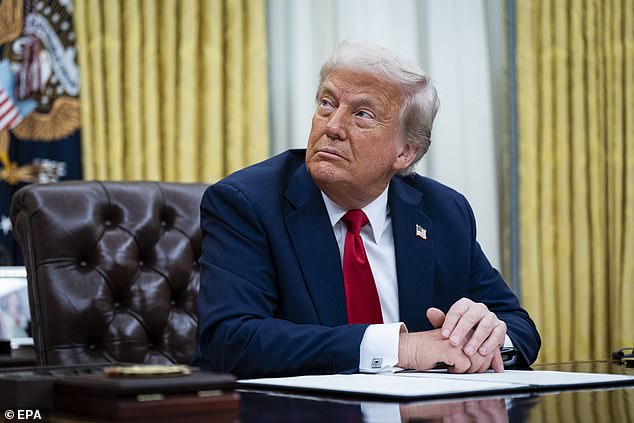 It was widely thought there were no more hurdles to clear after Donald Trump (pictured) said he had no objections to the handover despite one of the atolls, Diego Garcia, being home to a crucial Anglo-American military base