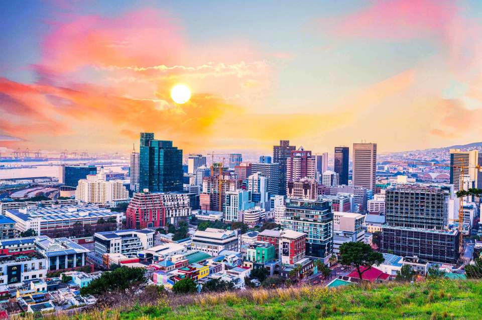 Cape Town skyline at sunset.