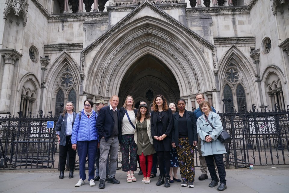 Group of residents outside the High Court in London.