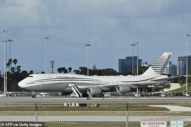 Plane talking: Trump was recently offered a $400million 'palace in the sky' Boeing 747-8 by Qatar's ruling royal family