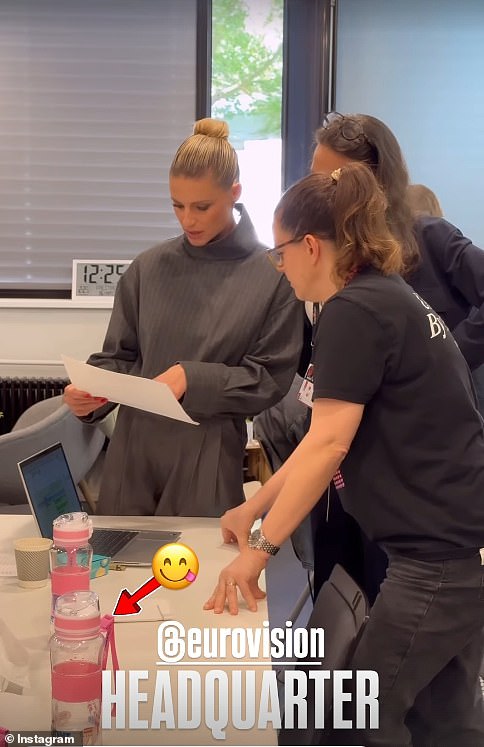 The model also shared a video of herself at the Eurovision headquarters was posted in the next story