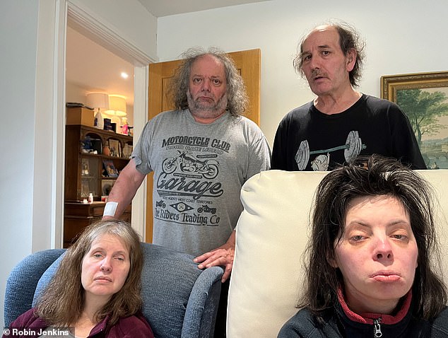 (Left to right) Mr Chapman's wife Sarah, Mr Chapman, his brother Steve and daughter Suzanne