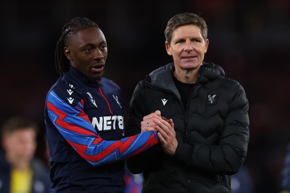 Crystal Palace manager and player shaking hands.