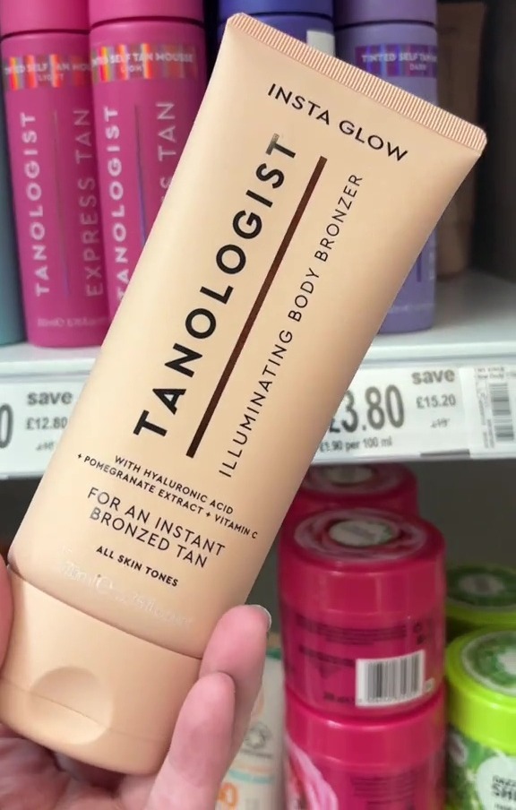 Tanologist Illuminating Body Bronzer tube in a supermarket.