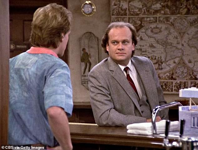 Kelsey Grammer as Dr. Frasier Crane in the Cheers episode ' Bar is Born, which originally aired on October 12, 1989
