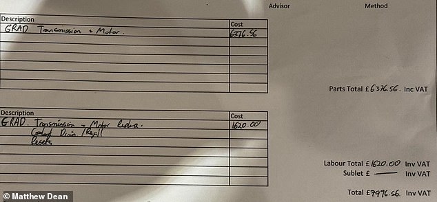 Volvo owner Matthew Dean's eye-watering repair bill of almost £8,000 to replace the ERAD unit in his own car