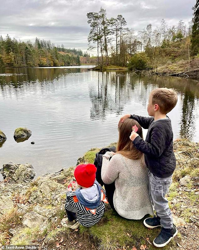 However, she has vowed never to buy from the Swedish marque again after it struggled to pull out at junctions with Ted and Avro in the back (pictured with her sons)