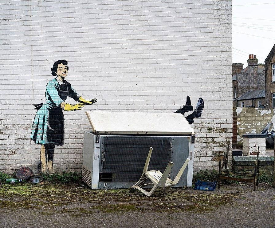 Banksy artwork depicting violence against women.