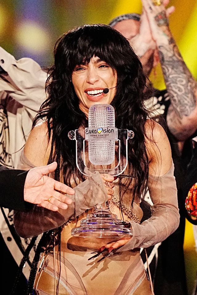 Loreen, Eurovision Song Contest winner, holding the trophy.