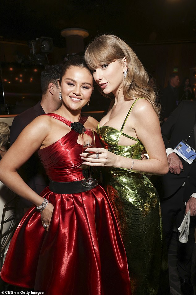 The source said Gomez has always been wary of her frenemy Lively especially because of the way she 'latched onto Taylor.' Seen here at the 2018 Golden Globes