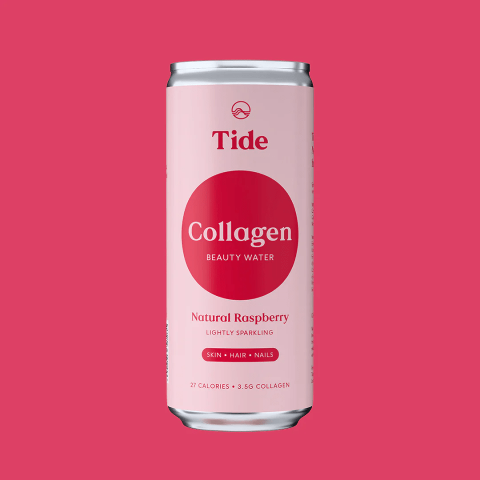 Tide Collagen Beauty Water, Natural Raspberry flavor.