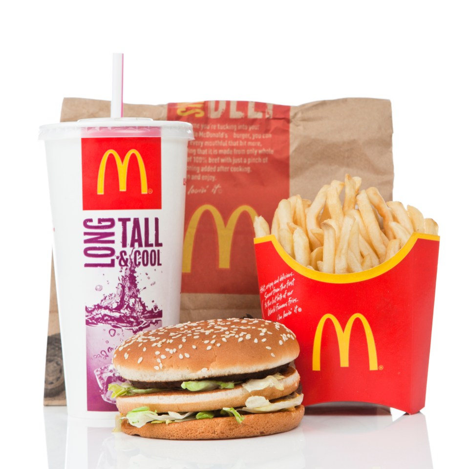 McDonald's Big Mac meal: Big Mac, fries, and drink.