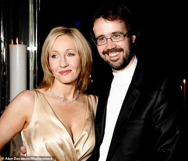 The author first became passionate about helping children in the eastern European country when she saw a distressing photo of a Czech orphan (Pictured: Rowling with her husband Neil Murray)