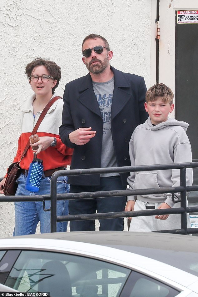 The actor took Fin and Samuel for lunch at Huckleberry Cafe in Santa Monica, after recently visiting their mom Jennifer Garner, 53, on Mother's Day