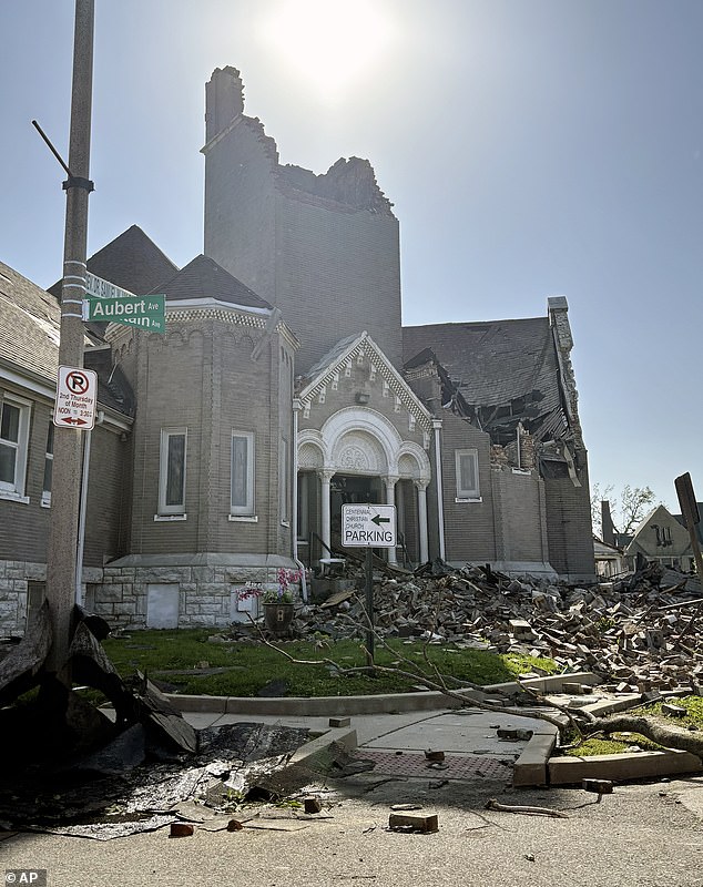 Two people were pulled from the Centennial Christian Church (pictured) in St. Louis on Friday night, a third person, Pendleton, died in the church as it collapsed