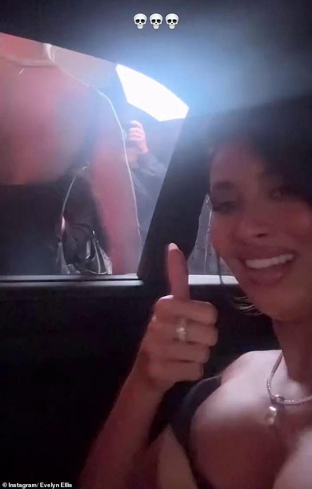 Evelyn Ellis, 29, couldn't contain her excitement when she got very close to Bella Hadid on Wednesday, as the supermodel posed for photos in front of her car