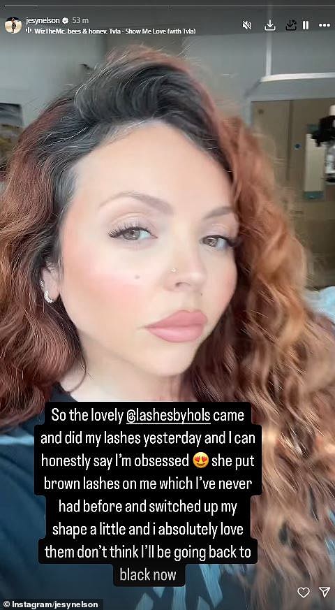 She wrote: 'So the lovely @lashesbyhols came and did my lashes yesterday and I can honestly say I'm obsessed'