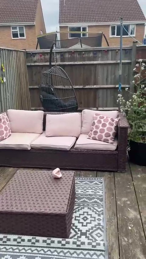 A woman's garden furniture before a fire caused by a discarded barbeque.