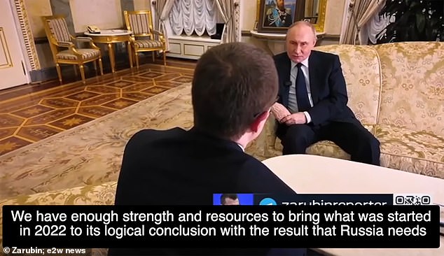 Putin's words were recorded in late March but broadcast today after Trump made clear he wants the Russian leader to concede a ceasefire in their upcoming telephone talk